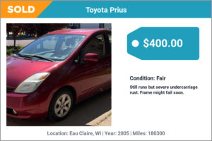 2005 Toyota Prius sold for cash in Eau Claire, WI