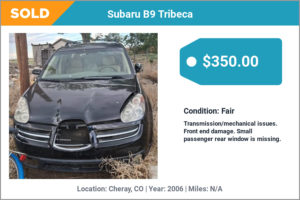 2006 Subaru B9 Tribeca sold for cash in Cheray, CO