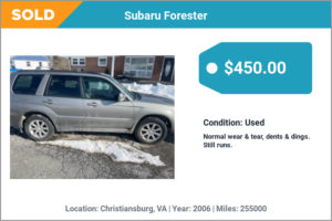 2006 Subaru Forester sold for cash in Christiansburg, VA