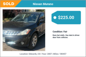 2007 Nissan Murano sold for cash in Edwards, CO
