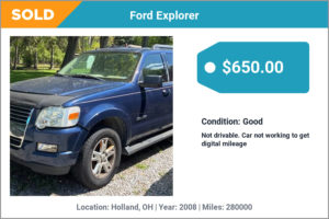 2008 Ford Explorer sold for cash in Holland, OH