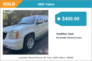 2008 GMC Yukon sold for cash in Mount Vernon, IN