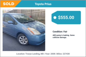 2008 Toyota Prius sold for cash in Tracys Landing, MD