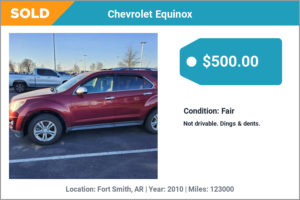 2010 Chevrolet Equinox sold for cash in Fort Smith, AR