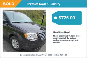 2010 Chrysler Town & Country sold for cash in Rutland, MA