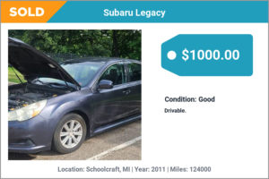 2011 Subaru Legacy sold for cash in Schoolcraft, MI