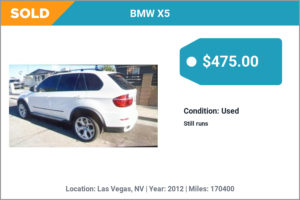 2012 BMW X5 sold for cash in Las Vegas, NV