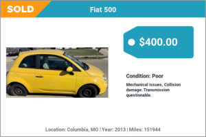 2013 Fiat 500 sold for cash in Columbia, MO