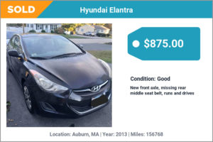 2013 Hyundai Elantra sold for cash in Auburn, MA
