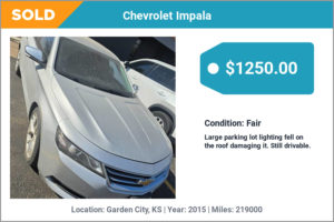 2015 Chevrolet Impala sold for cash in Garden City, KS