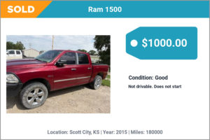 2015 Ram 1500 sold for cash in Scott City, KS