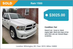 2015 Ram 1500 sold for cash in Wilmington, DE