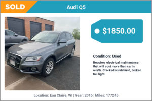 2016 Audi Q5 sold for cash in Eau Claire, WI