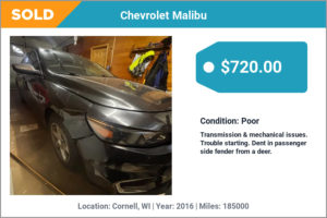 2016 Chevrolet Malibu sold for cash in Cornell, WI