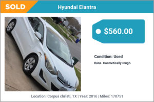 2016 Hyundai Elantra sold for cash in Corpus christi, TX