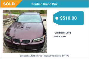 2002 Pontiac Grand Prix sold for cash in Litchfield, CT