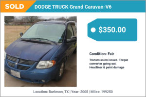 2005 DODGE TRUCK Grand Caravan-V6 sold for cash in Burleson, TX