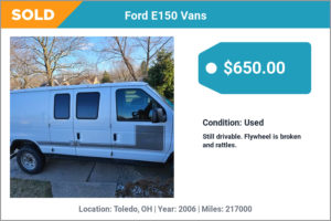 2006 Ford E150 Vans sold for cash in Toledo, OH